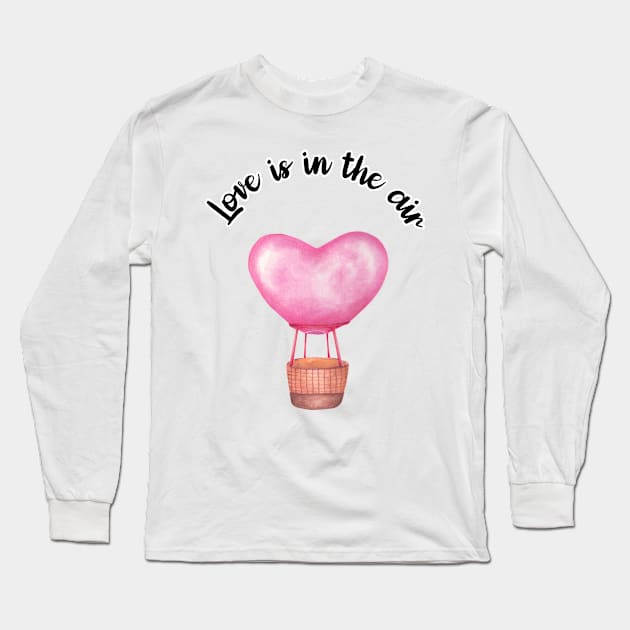 Love is in the air, Pink Balloon, Valentine's Long Sleeve T-Shirt by Kate Dubey